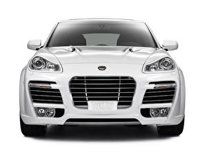 Обои Porsche Белым фоном Белые Cayenne Magnum TechArt - 2008 Автомобили