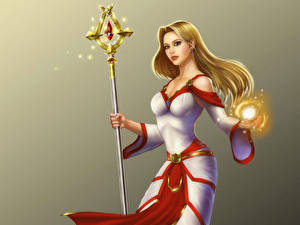 Обои Посохи Платье Фэнтези Девушки