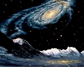 Картинки Поверхность планеты Галактика Космос